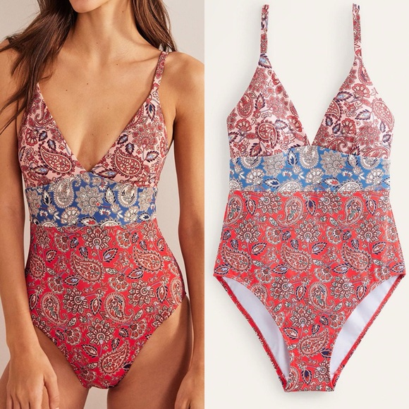 Boden Other - New Boden Red Arezzo Paisley Panel Swimsuit